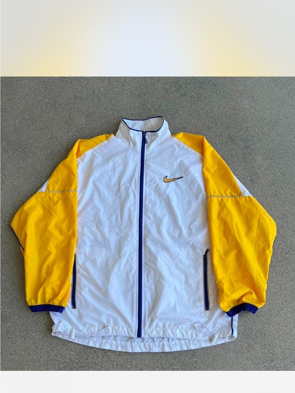 Nike White and Yellow Colorblock Men’s Windbreaker Jacket